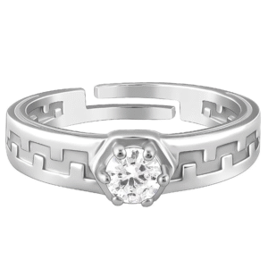 Silver Classic Silver Zircon Adjustable Rings for Men & Boys