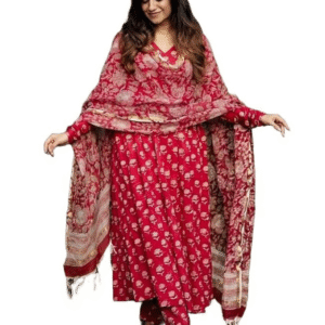 Women Printed Anarkali Kurta Pant With Dupatta