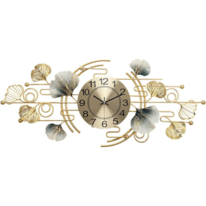 Metal Analog Wall Clock with Floral Design