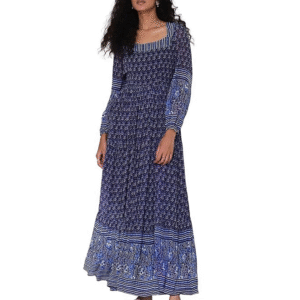 Blue Printed Maxi Dress