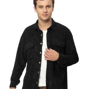 Black Textured Shirt for Men
