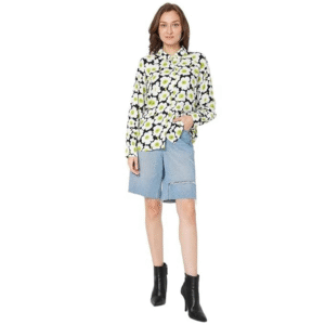 Printed Viscose Blend Round Neck Women Casual Shirt