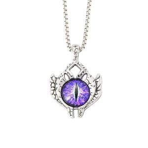 PURPLE-EYE PROTECT (T) - Pure Titanium Steel Pendant with Stainless Steel 24inch Round Box Chain, European trending Style