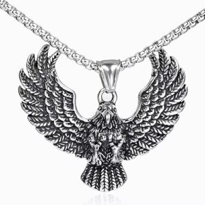 EAGLE CATCH (T) - Pure Titanium Steel Pendant with Stainless Steel 24inch Round Box Chain, European trending Style