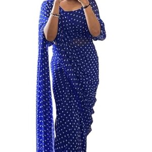 Georgette Digital Printed Ready To Wear one Minute Saree With Unstitched Blouse Piece (Ready To wear Georgette)