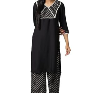 Women Solid Crepe Kurta Set with Palazzo