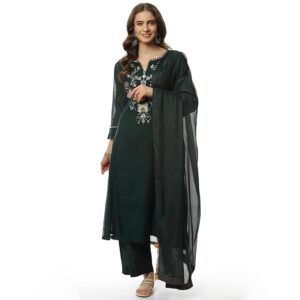 Women Polycotton Yarn Dyed Straight Salwar Kurta Dupatta