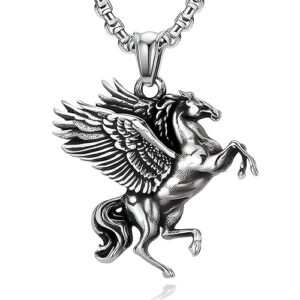 PEGASUS- Alloy Pendant with Pure Stainless Steel 24inch Round Box Chain for Men, European trending Style