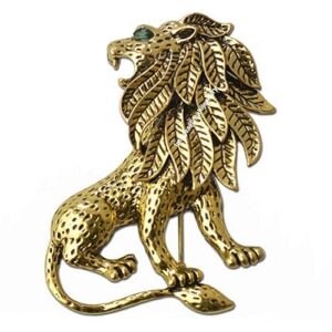 Antique Gold Plated Vintage Lion Shaped Brooch/Lapel Pin