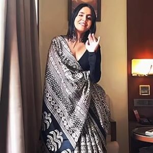 Women's Silk Cotton Kalamkari Print Saree With Blouse Piece