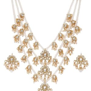 Ethnic Kundan & Pearls Multi Layers Bridal Necklace Set