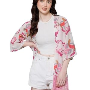 Women's Pink Casual Cover-up Shrug