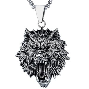 ROARING KING - Alloy Pendant with Pure Stainless Steel 24inch Round Box Chain, European trending Style