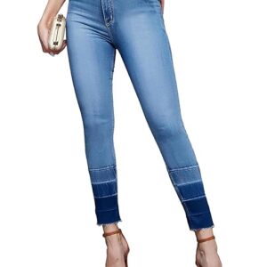 Women's Skinny Fit High Rise Ankle Length Shaded Denim Stretchable Jeans