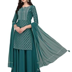 Women's Crepe Straight Kurti Skirt With Dupatta