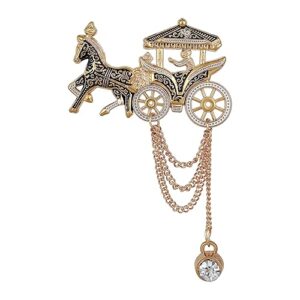 Horse Chariot Shaped Layered Chain Brooch for Men
