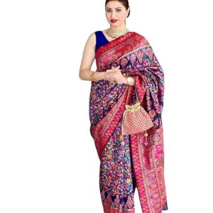Women's Kanjivaram Pure Soft Silk Handloom Saree Pure Golden Zari With Blouse Piece