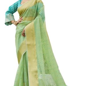 Women's Cotton silk saree for festival Wedding silk with blouse piece