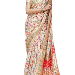 Women's Kanjivaram Pure Soft Silk Handloom Saree Pure Golden Zari With Blouse Piece