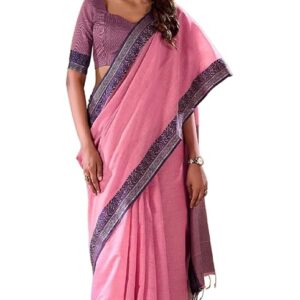 Women's Cotton silk saree for festival Wedding silk with blouse piece