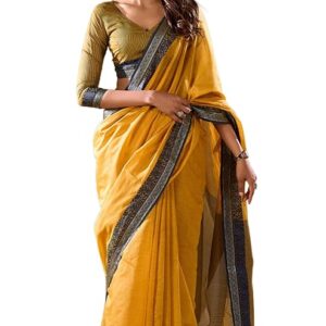 Cotton silk saree for festival Wedding silk with blouse piece