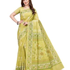 Pure Cotton Printed Mul Mul Saree for Women with Blouse Piece