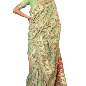 Women's Kanjivaram Pure Soft Silk Handloom Saree Pure Golden Zari With Blouse Piece