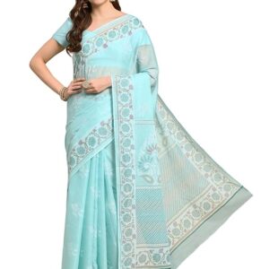 Pure Cotton Printed Mul Mul Saree for Women with Blouse Piece