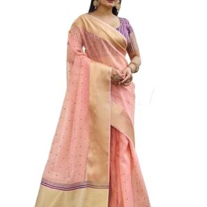 Women's Cotton silk saree for festival Wedding silk with blouse piece