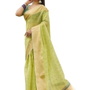 Women's Cotton silk saree for festival Wedding silk with blouse piece