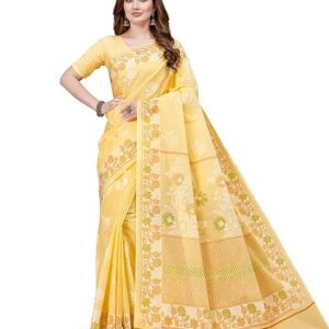 Pure Cotton Printed Mul Mul Saree for Women with Blouse Piece